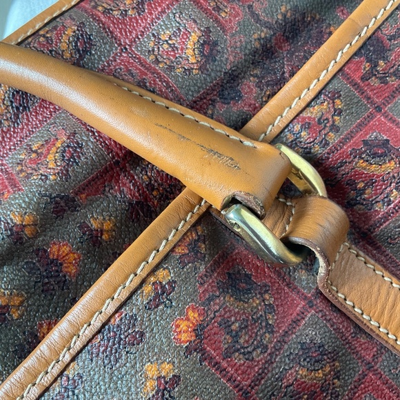 Suitcase Large Soft Sided Coated Canvas Top Handle Bag Packable Paisley Floral - Picture 15 of 16